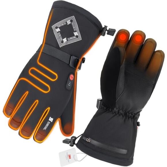 Heated Gloves for Men, 7.4V Rechargeable Heated Gloves for Women, PU Waterproof - Picture 1 of 7